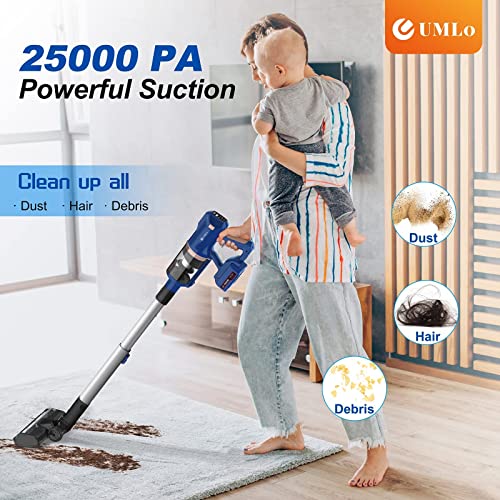UMLo Cordless Vacuum Cleaner with LED Dsiplay, Up to 60min Runtime, 265W 25Kpa Suction Stick Vacuum, 4000mAh Rechargeable Battery Vacuum, 8 in 1 Lightweight Vacuum for Pet Hair Carpet Hard Floor,V111