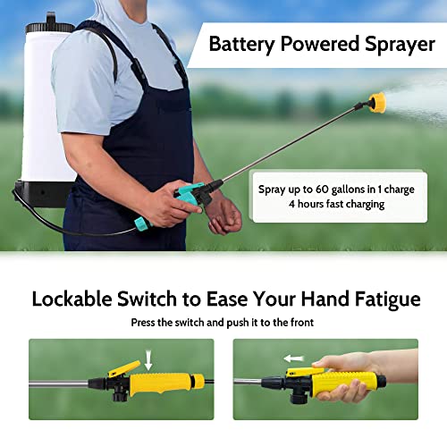 VISOTECH Battery Powered Sprayer, High Pressure Gardening Sprayer, Powerful Backpack Sprayer with Adjustable Nozzles, Electric Sprayer in Garden and Lawn (5.3 Gallon)