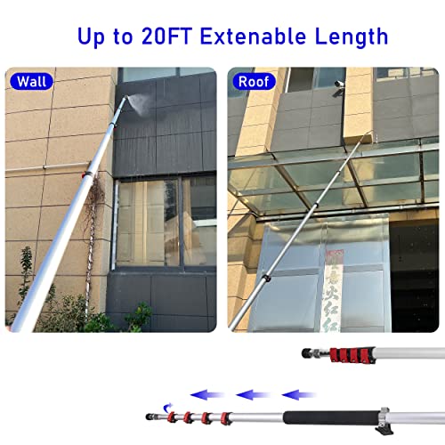 M MINGLE Telescoping Pressure Washer Wand, 20 Feet High Power Washer Telescopic Spray Wand with 2 Extension Wands, 5 Spray Nozzle Tips, 2 Couplers and Support Belt, 4000 PSI