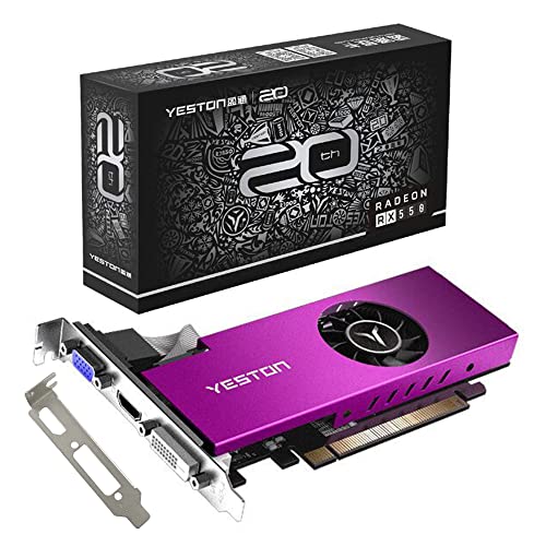 YESTON AMD Radeon RX550 4G D5 LP Gaming Graphics Card Radeon Chill 4GB Memory GDDR5 128Bit 6000MHz VGA + HD + DVI-D GPU