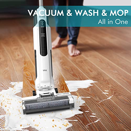 ECOWELL Cordless Wet Dry Vacuum Cleaner and Mop with Self Water Spray for Hard Floor and Area Rug, One-Step Cleaning for Sticky Messes and Pet Hair, WCVP03, White