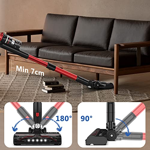 Micol 27000Pa Cordless Vacuum Cleaner, 350W Brushless Motor Stick Vacuum, Up to 50 Minutes Runtime Detachable Battery, 4 in 1 Handheld Lightweight Vacuum for Home Hard Floor Carpet Pet Car