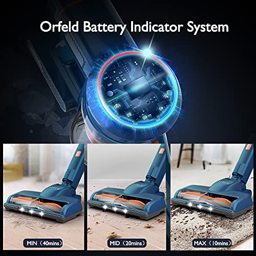 Cordless Vacuum Cleaner - ORFELD 28000Pa Powerful Suction Stick Vacuum with LED Display,Rechargeable,5 in 1 Self-Standing 40 Mins Runtime,3 Cleaning Modes,for Carpet Hard Floor Pet Hair,B08