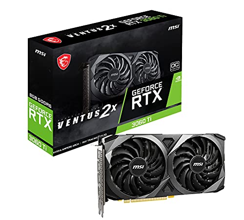 MSI Gaming GeForce RTX 3060 Ti LHR 8GB GDRR6 256-Bit HDMI/DP Nvlink Torx Fan 3 Ampere Architecture OC Graphics Card (RTX 3060 Ti Ventus 2X 8G OCV1 LHR) (Renewed)