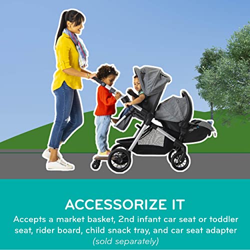 Evenflo Pivot Xpand Modular Stroller, Baby Stroller, Converts to Double Stroller, 4 Modes, Durable Construction, Extra-Large Storage Basket, Compact Folding Design, 55-lb Capacity, Stallion Black