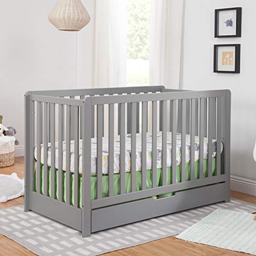 Carter's by DaVinci Colby 4-in-1 Convertible Crib with Trundle Drawer in Grey, Greenguard Gold Certified, Undercrib Storage
