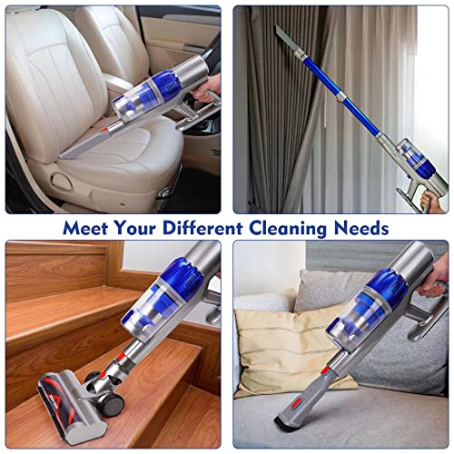 BSOTENA Cordless Vacuum Cleaner,2 Replaceable Batteries 26Kpa 350W Brushless Motor Stick Vacuum,Lightweight Vacuum for Home Hardwood Floor Carpet Pet Hair,Blue