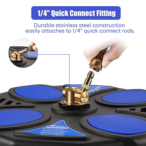 16 Inch Pressure Washer Surface Cleaner with 4 Wheels, Power Washer Accessory with 2 Extension Wand, 2 Replacement Nozzles, Pressure Washer Attachment for Cleaning Driveway, Sidewalk, Patio, 4000 PSI