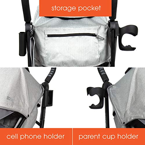 Summer Infant 3Dlite+ Convenience Stroller, Granite Herringbone  – Lightweight Umbrella Stroller with Oversized Canopy, Extra-Large Storage and Compact Fold