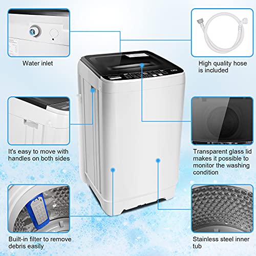 Washing Machine Nictemaw Portable Washer 1.73 Cu.ft/17.6Lbs Capacity Full-Automatic Compact Laundry Washer With Drain Pump, 10 programs Selections with LED Display Ideal for Home/Apartments/Dorms/RV