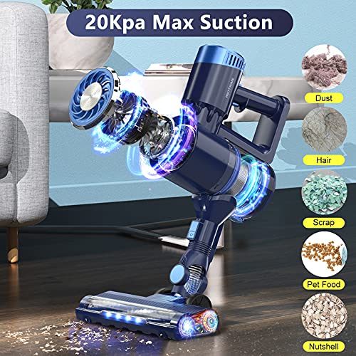 PRETTYCARE Cordless Vacuum Cleaner with LED Touch Display, 4 in 1 Stick Vacuum 35 Mins Runtime & Ultra-Quiet & Detachable Battery Lightweight Vacuum for Home Hardwood Floor Carpet Pet Cleaning W300