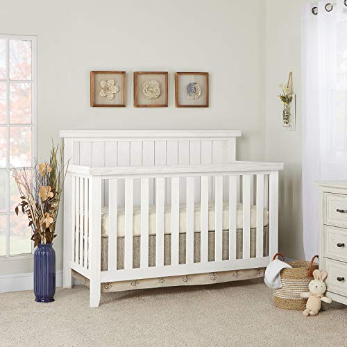 Sweetpea Baby Red Wood 4-in-1 Convertible Crib in Weathered White, Greenguard Gold Certified , 58x30x47 Inch (Pack of 1)