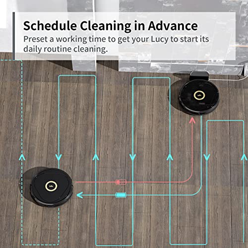 Robot Vacuum Lucy, Trifo Robotic Vacuum Cleaner, 3000Pa Suction, Intelligent AI Mapping, Virtual Walls, Ideal for Pets Hair, Self-Charging, Carpets&Hard Floors&Tile, 5G Wi-Fi, App Control