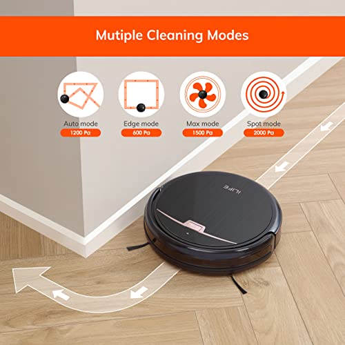 ILIFE A4s Max Robot Vacuum Cleaner, 2000Pa Strong Suction, Wi-Fi Connected, 2-in-1 Roller Brush, Quiet, Automatic Self-Charging Robotic Vacuum Cleaner, Cleans Pet Hair, Hard Floor to Medium Carpets.