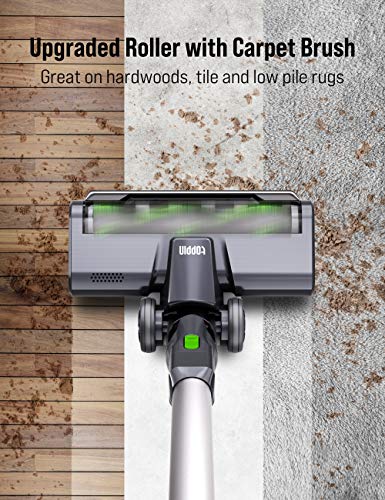 TOPPIN Cordless Stick Vacuum Cleaner - 23KPa Powerful Suction for Pet Family, 8 in 1 Lightweight Stick Handheld Vacuum with 34min Detachable Battery, 250W Brushless Motor for Hard Floor Carpet Car