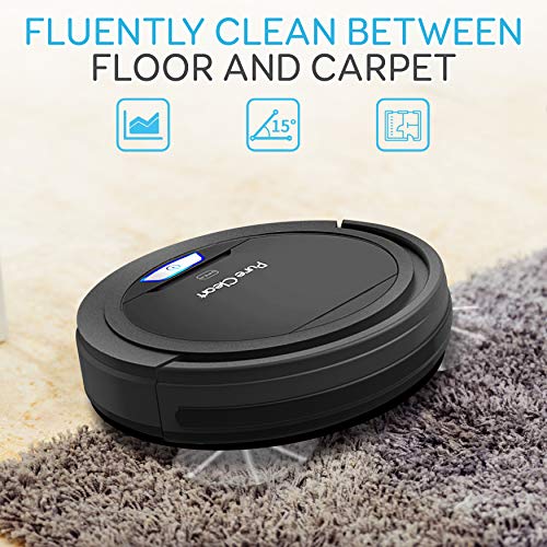 SereneLife Robot Automatic Vacuum Cleaner - Upgraded Lithium Battery 90 Min Run Time - Bot Self Detects Stairs Pet Hair Allergies Friendly Home Cleaning for Carpet Hardwood Floor - PUCRC26B , Black