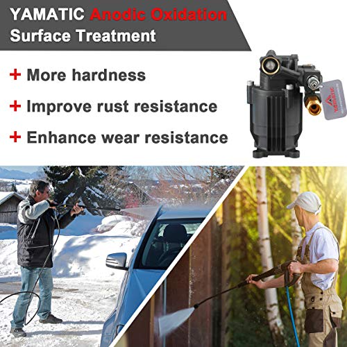 YAMATIC Horizontal Pressure Washer Pump 3/4" Shaft - Max 3300 PSI @ 2.5 GPM - Universal Pump and Original Engineering for Most Brand gas engine power washer