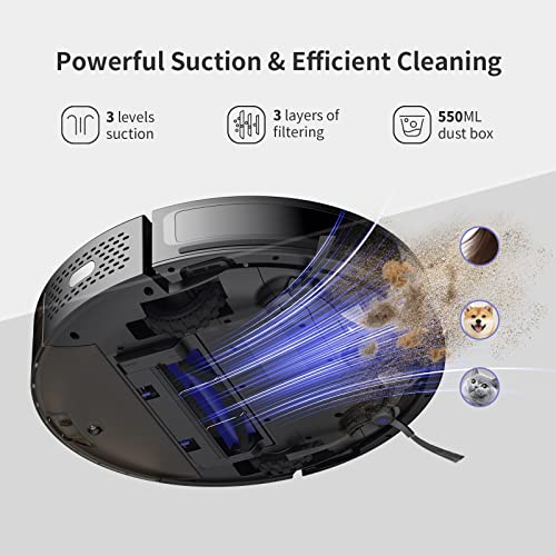 SYSPERL Robot Vacuum Cleaner,2600Pa Strong Suction Power Robotic Vacuums,Works with Alexa Remote WiFi App,Self-Charge Robotic Vacuum Cleaner,Robot Vacuum for Pet Hair,Medium-Pile Carpet, Hard Floor