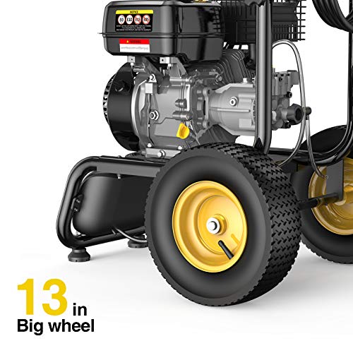 BLUBERY 3500 PSI Gas Pressure Washer, 2.6 GPM Heavy Duty Power Washer, 50Ft High Pressure Hose&Soap Tank, 5 Adjustable Nozzles, CARB Compliant