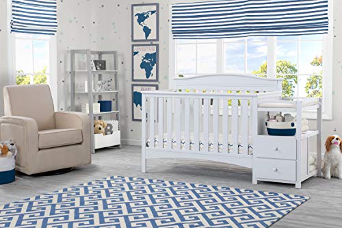Delta Children Birkley 4-in-1 Convertible Crib and Changer - Greenguard Gold Certified, Bianca White