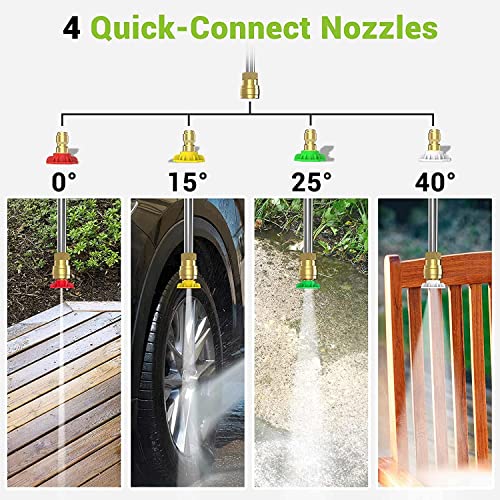 Rock&Rocker Powerful Electric Pressure Washer, 3500PSI Max 2.6 GPM Power Washer with Hose Reel, 4 Quick Connect Nozzles, Soap Tank, IPX5 Car Wash Machine /Car/Driveway/Patio Clean, Green