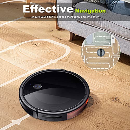 Robot Vacuum Cleaner, Super-Thin, Strong Suction,Compatible with Alexa,Quiet, Self-Charging Robotic Vacuum Cleaner, Cleans Hard Floors to Medium-Pile Carpets (2000Pa, Black)