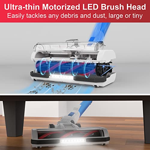 Cordless Vacuum Cleaner, 26Kpa 350W Powerful Cordless Stick Vacuum, POWEART Self-Standing 6-in-1 Rechargeable Battery Vacuum, Lightweight Vacuum Cleaner for Pet Hair Hardwood Floor Carpet Car Home-V80