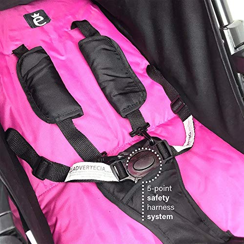 Evezo 2141A Full-Size Ultra Lightweight Umbrella Stroller, Reclining Seat, 5-Point Safety Harness, Canopy, Storage Bin (Hot Pink), 214-1A
