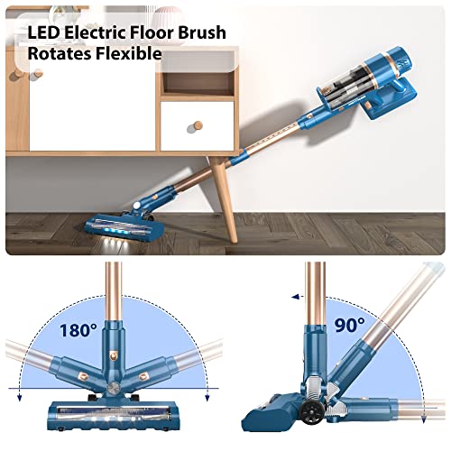 Cordless Vacuum Cleaner, 28000PA Powerful 6-in-1 Stick Vacuum with Brushless Motor, Lightweight Rechargeable Vacuum with LED Touch Display Perfect for Hardwood Floor Carpet Pet Hair-PRETTYCARE, P2