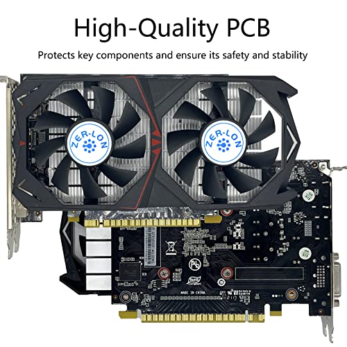 ZER-LON GeForce GTX 1050 Ti Graphics Card, 4GB 128-Bit GDDR5 PCI Express 3.0 x16, DVI-D/HDMI/DP Tri-Ports, G-Sync, GPU Boost, DirectX 12, Gaming Video Card, Desktop PC GPU with Dual Cooling Fans