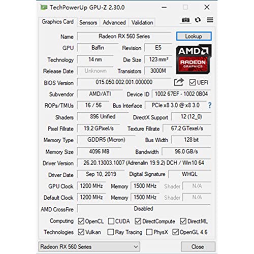 SAPLOS AMD Radeon RX 560 Graphics Card,4GB,GDDR5,128-Bit,DisplayPort/HDMI/DVI,PCI Express 3.0 x8, Computer GPU,PC Video Card for Gaming,2X Cooling Fans,Support 4K,DirectX 12