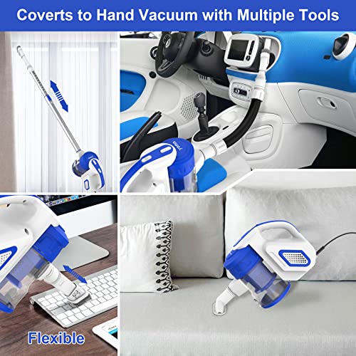 Yoma Corded Stick Vacuum Cleaner with 18KPA Powerful Suction, 600W Corded Handheld Vac Lightweight with Versatile Attachment for Hardwood Floors & Stair and Pet Hair, M2252 Ocean Blue