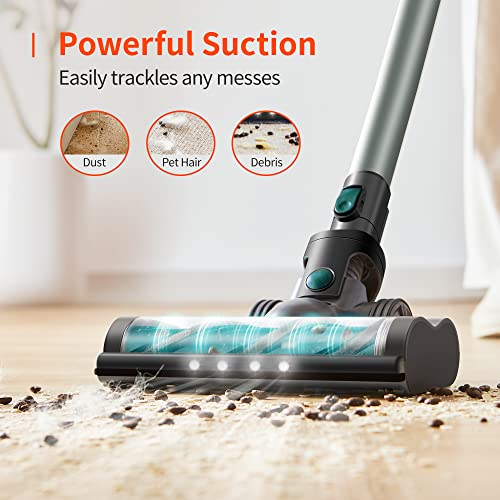 Ultenic U11 Pro Cordless Vacuum Cleaner, 25KPa Strong Suction, Touch Control, Easy-Empty Dustbin, 2200mA Detachable Battery, Fast Charge, 4 in 1 Stick Vacuum for Carpet, Hard Floor and Pet Hair