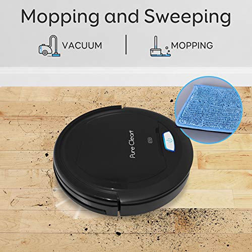 SereneLife Robot Automatic Vacuum Cleaner - Upgraded Lithium Battery 90 Min Run Time - Bot Self Detects Stairs Pet Hair Allergies Friendly Home Cleaning for Carpet Hardwood Floor - PUCRC26B , Black