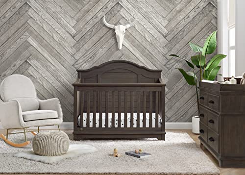 Simmons Kids Asher 6-in-1 Convertible Crib with Toddler Rail, Greenguard Gold Certified, Rustic Grey