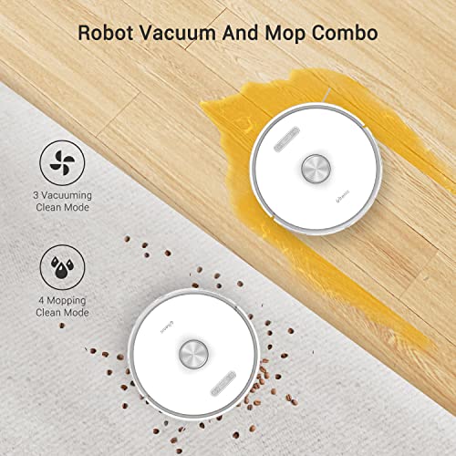 Ultenic T10 Robot Vacuum Self Emptying, Robot Vacuum and Mop Combo, 60-Day Capacity, LiDAR Navigation, 3000Pa Strong Suction, APP & Remote & Alexa Control, Ideal for Pet Hair, Hard Floor and Carpet