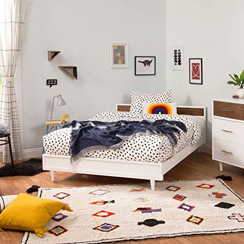 Babyletto Eero 4-in-1 Convertible Crib with Toddler Bed Conversion Kit in White and Natural Walnut, Greenguard Gold Certified