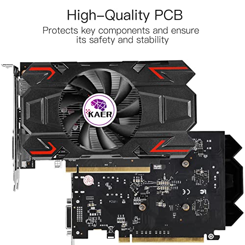 KAER AMD Radeon RX 550 4GB GDDR5 PC Gaming Video Graphics Card 3 Monitors of DP HDMI DVI-D 128-Bit DirectX 12 PCI Express 3.0 X8, 4K Gaming computer Video Cards GPU