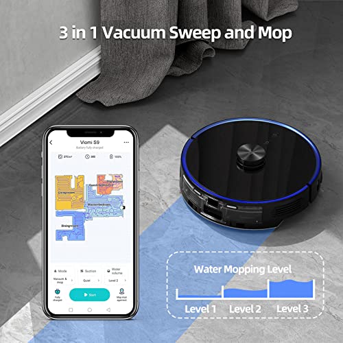 VIOMI S9 Robot Vacuum Cleaner Self-Emptying 2700Pa, 5200mAh, 3 in 1 ( Sweep, Vacuum and Mop ), Robotic Vacuum 360° LDS Lidar, Auto Dirt Disposal, Smart Mapping, 2.4GHz Wifi & Alexa, Ideal for Pet Hair
