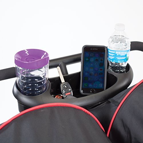 Kolcraft Cloud Plus Lightweight Double Stroller with Reclining Seats & Extendable Canopies, Red/Black