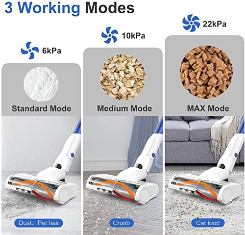 Cordless Vacuum Cleaner, whall Upgraded 22Kpa Suction 280W Brushless Motor 4 in 1 Cordless Stick Vacuum Cleaner, Lightweight Handheld Vacuum for Home Pet Hair Carpet Hard Floor,up to 53mins Runtime
