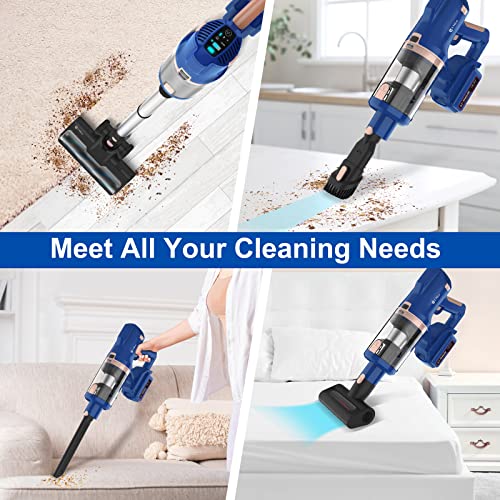 UMLo Cordless Vacuum Cleaner with LED Dsiplay, Up to 60min Runtime, 300W 28Kpa Suction Stick Vacuum, 4000mAh Rechargeable Vacuum, 8 in 1 Lightweight Vacuum for Pet Hair Carpet Hard Floor,V111 Plus