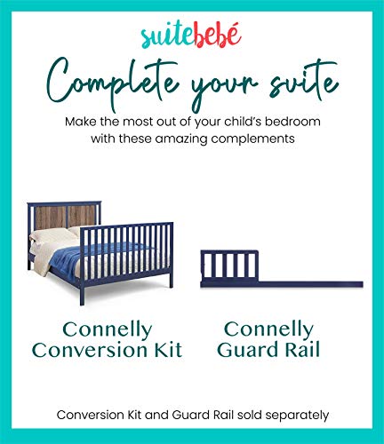 Suite Bebe Connelly 4 in 1 Convertible Crib in Midnight Blue with Vintage Walnut