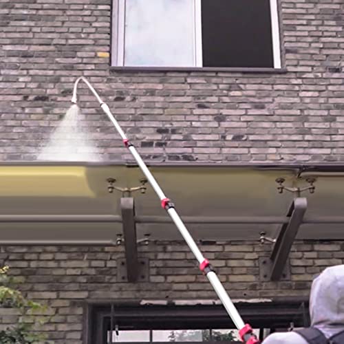 EZJOB Pressure Washer Extension Wand with Brush, Power Washer Brush Attachment, Telescoping Pole Gutter Cleaner Power Washer Wand Spray Water Gun Gutter Cleaning Tools