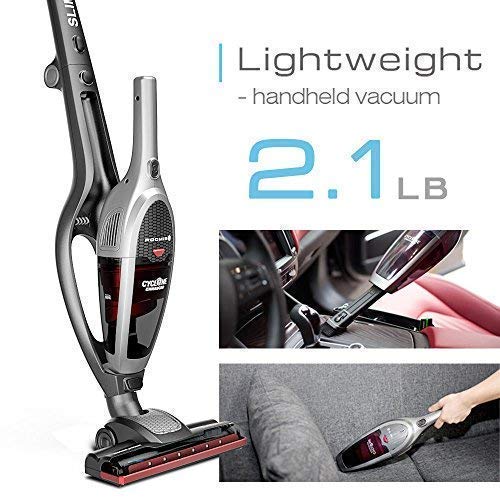 ROOMIE TEC Cordless Vacuum Cleaner, 2 in 1 Handheld Vacuum, High-Power 2200mAh Li-ion Rechargeable Battery, with Corner Lighting and Upright Charging Base