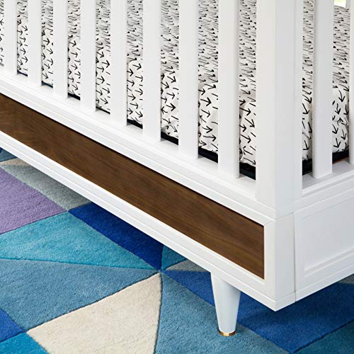 Babyletto Eero 4-in-1 Convertible Crib with Toddler Bed Conversion Kit in White and Natural Walnut, Greenguard Gold Certified
