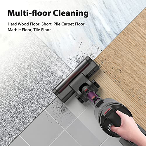 Cordless Vacuum Cleaner 20KPa 4 in 1 Stick Vacuum Cleaner with LED Display 40 Minutes Runtime Lightweight Vacuum for Pet Hair Carpet Hardwood Floor