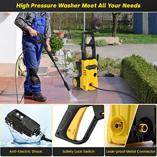 3000 PSI Electric Pressure Washer 2.4GPM 1600W High Power Washer Portable Car Pressure Washer Machine with Spray Gun Pressure Hose and Adjustable Spray Nozzles for Cleaning Car Home Driveway Garden