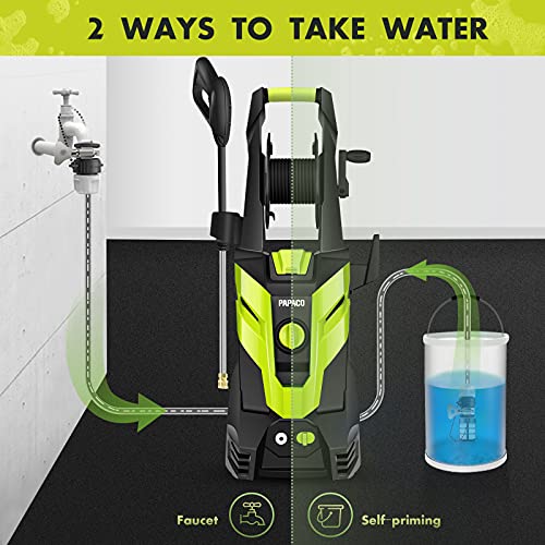 Papaco Electric Pressure Washer Max 3600 PSI 2.4 GPM, 1800W Electric Water Pressure Washer Professional Car Washer Cleaner Machine with Brass Hose Connector for Home Car