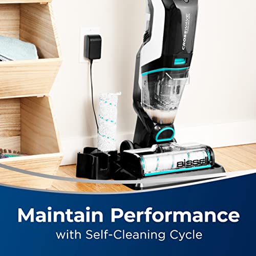 BISSELL, 2554A CrossWave Cordless Max All in One Wet-Dry Vacuum Cleaner and Mop for Hard Floors and Area Rugs, Black/Pearl White with Electric Blue Accents